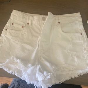 Zara High waisted white jean shorts